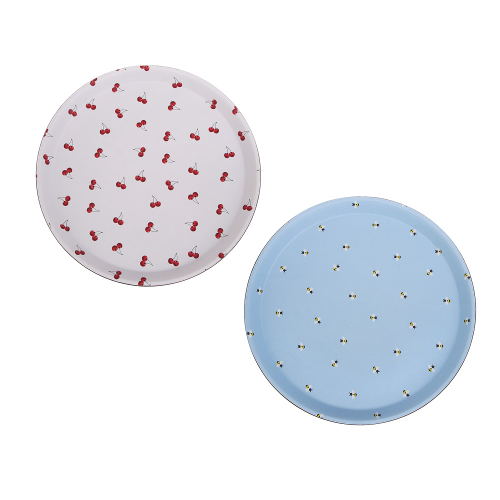 Поднос круглый с антискользящим покрытием тм Vetta Черри, d27,5см, 2 дизайна, арт.№ 862-456