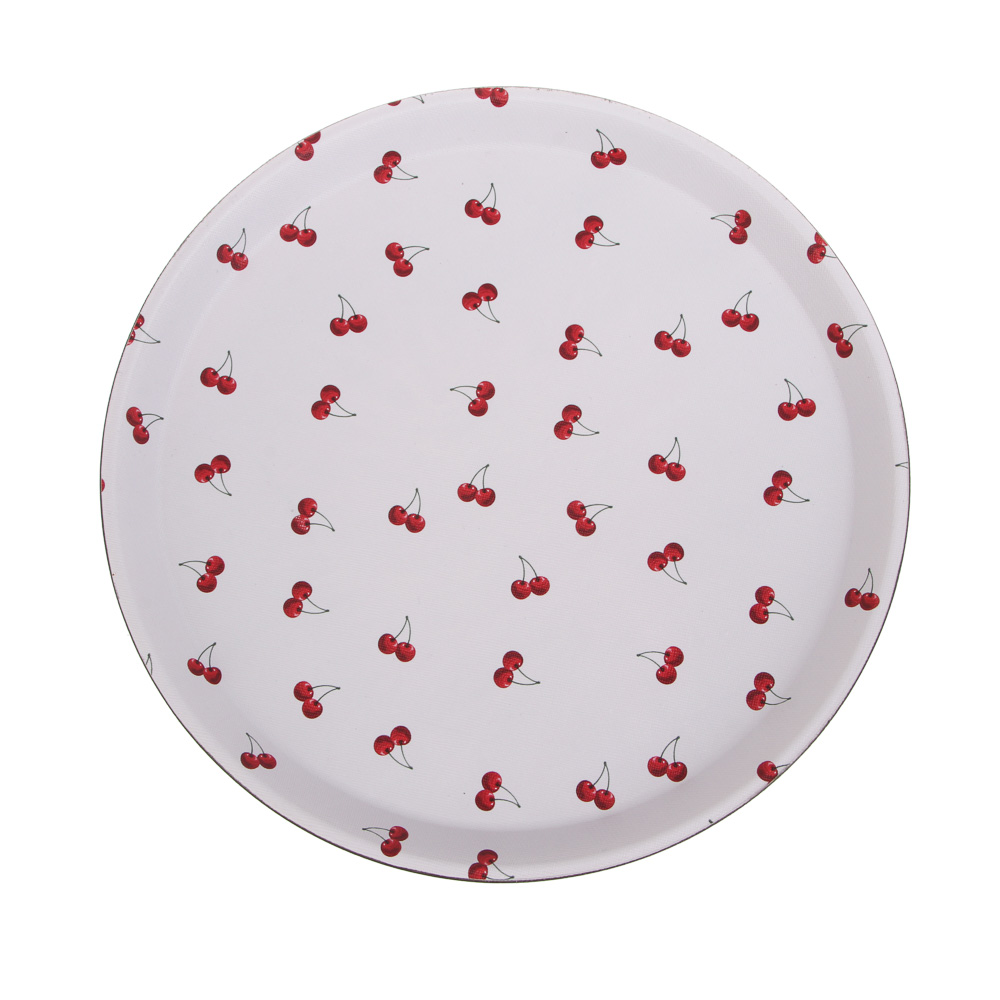 Поднос круглый с антискользящим покрытием тм Vetta Черри, d27,5см, 2 дизайна, арт.№ 862-456