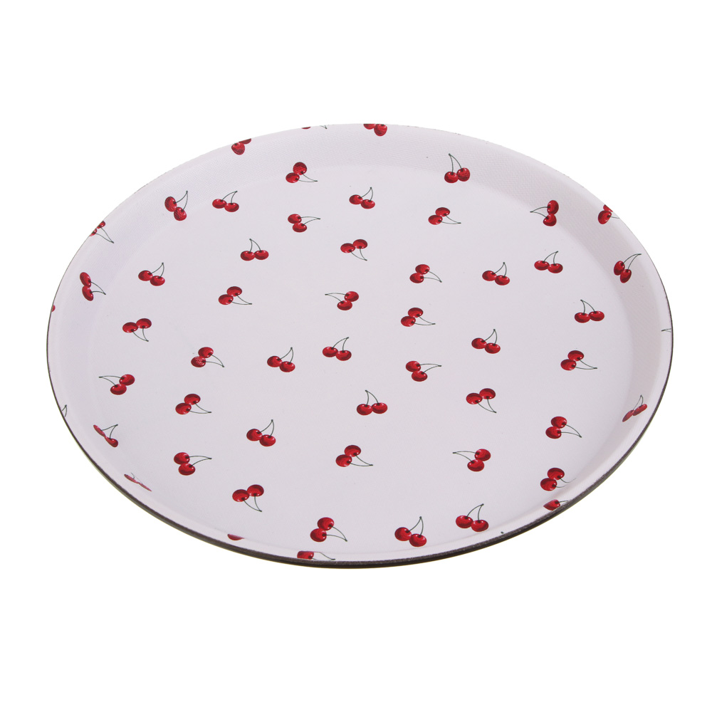 Поднос круглый с антискользящим покрытием тм Vetta Черри, d27,5см, 2 дизайна, арт.№ 862-456