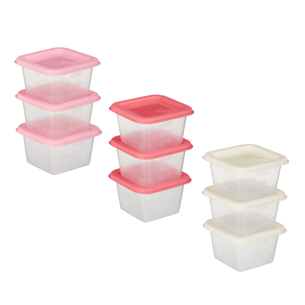 Набор контейнеров пищевых квадратных, 3шт, 0,15л, пластик, 3 цвета, арт.№ 861-546