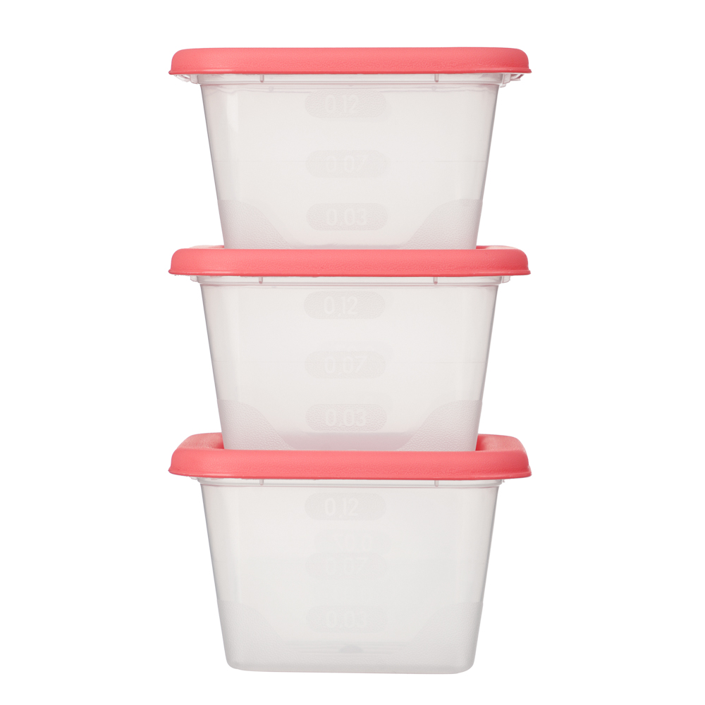 Набор контейнеров пищевых квадратных, 3шт, 0,15л, пластик, 3 цвета, арт.№ 861-546