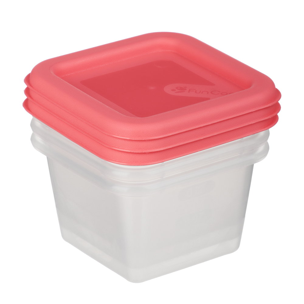 Набор контейнеров пищевых квадратных, 3шт, 0,15л, пластик, 3 цвета, арт.№ 861-546