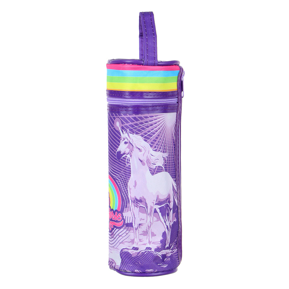 МЭДЖИК ХОРС Пенал, мягкий круглый, 20х6,5х6,5см, 2 молнии, плотный ПЭ, ручка, функция подставки, арт.№ 238-291