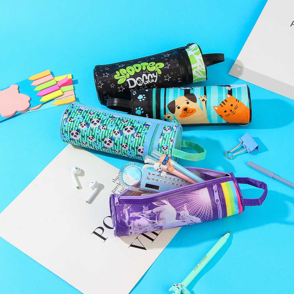 МЭДЖИК ХОРС Пенал, мягкий круглый, 20х6,5х6,5см, 2 молнии, плотный ПЭ, ручка, функция подставки, арт.№ 238-291