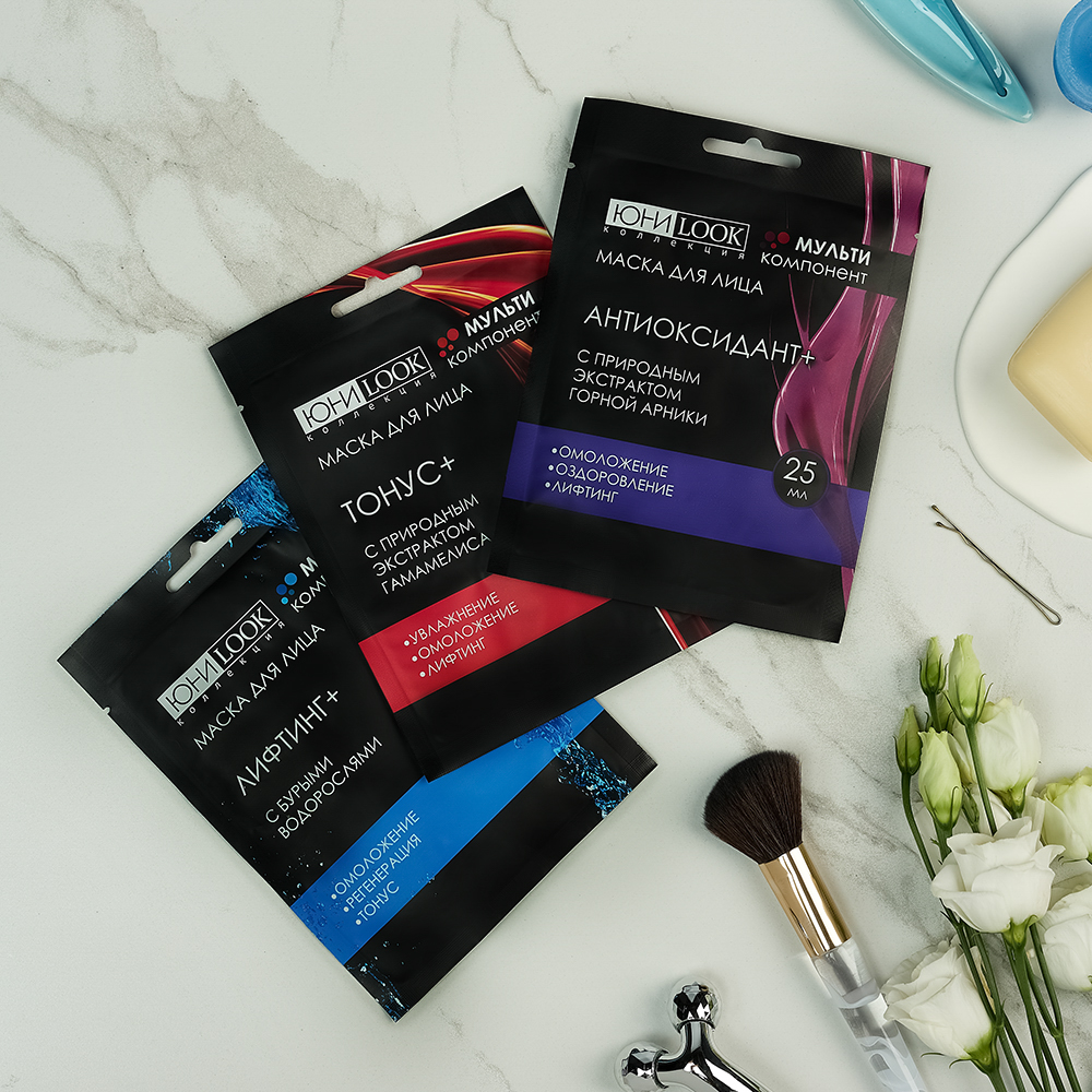 ЮНИLOOK Набор Маска тканевая для лица Мультикомпонент, 25мл х 3шт, 3 вида, арт.№ 022-112