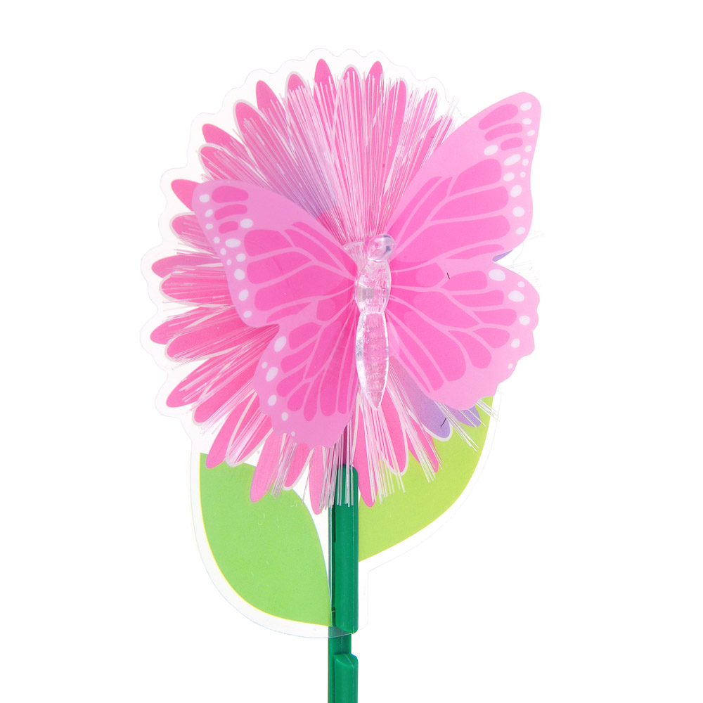 INBLOOM Фигурка на стержне Бабочка, 1LED, 1 реж., 11х28х3см, PS, PMMA, PVC, PP, 3xLR44, арт.№ 153-179