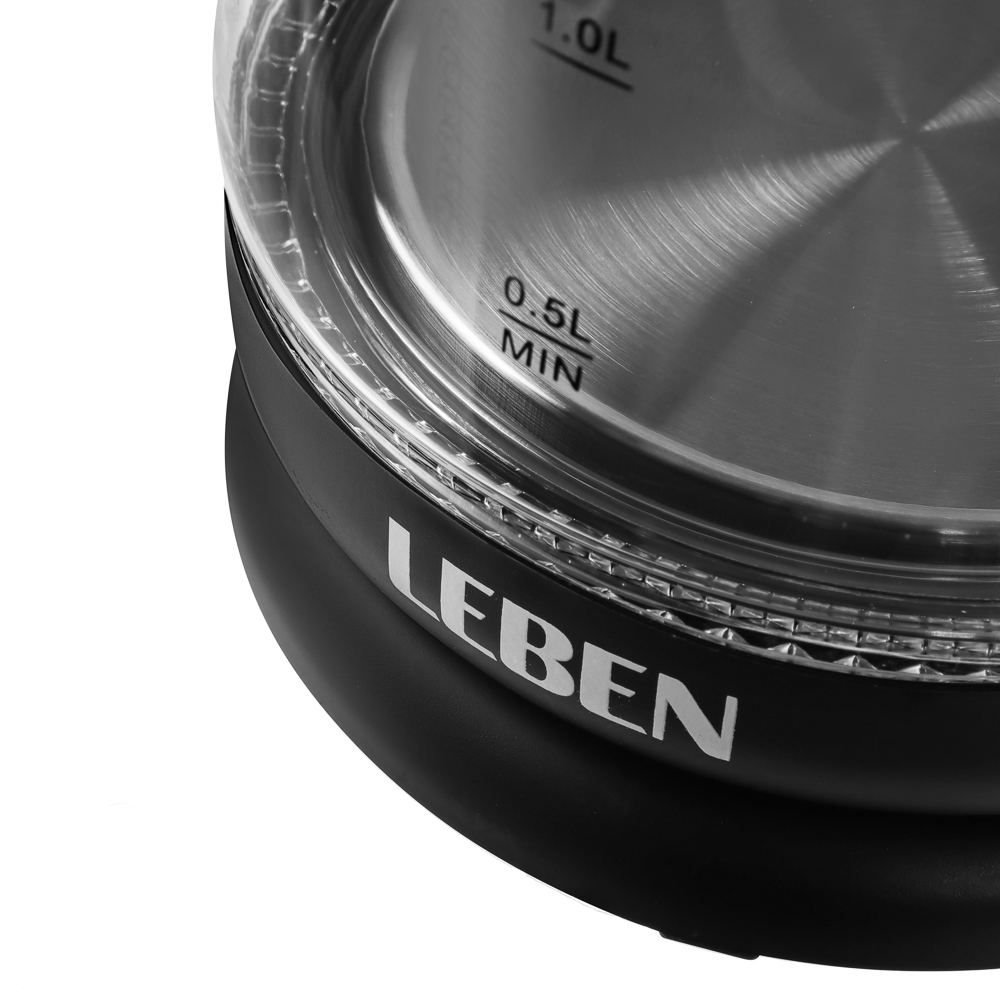 Чайник электрический, 1,8 л, 1500 Вт, стекло, черный (с индикатором включения), арт.№ 291-145