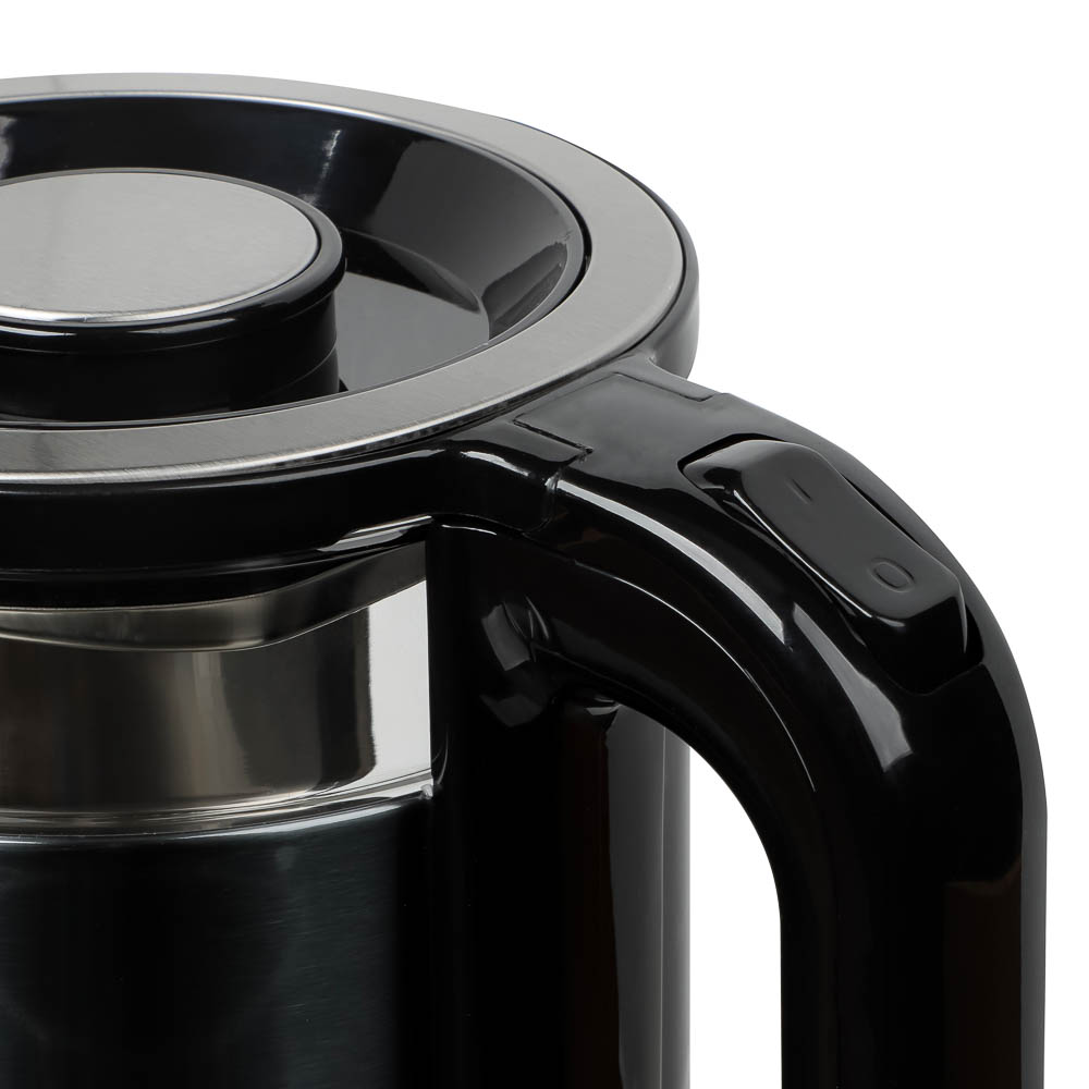 LEBEN Чайник электрический 1,8л, 1500Вт, стеклянная колба, металл, пластик, серый, арт.№ 291-143