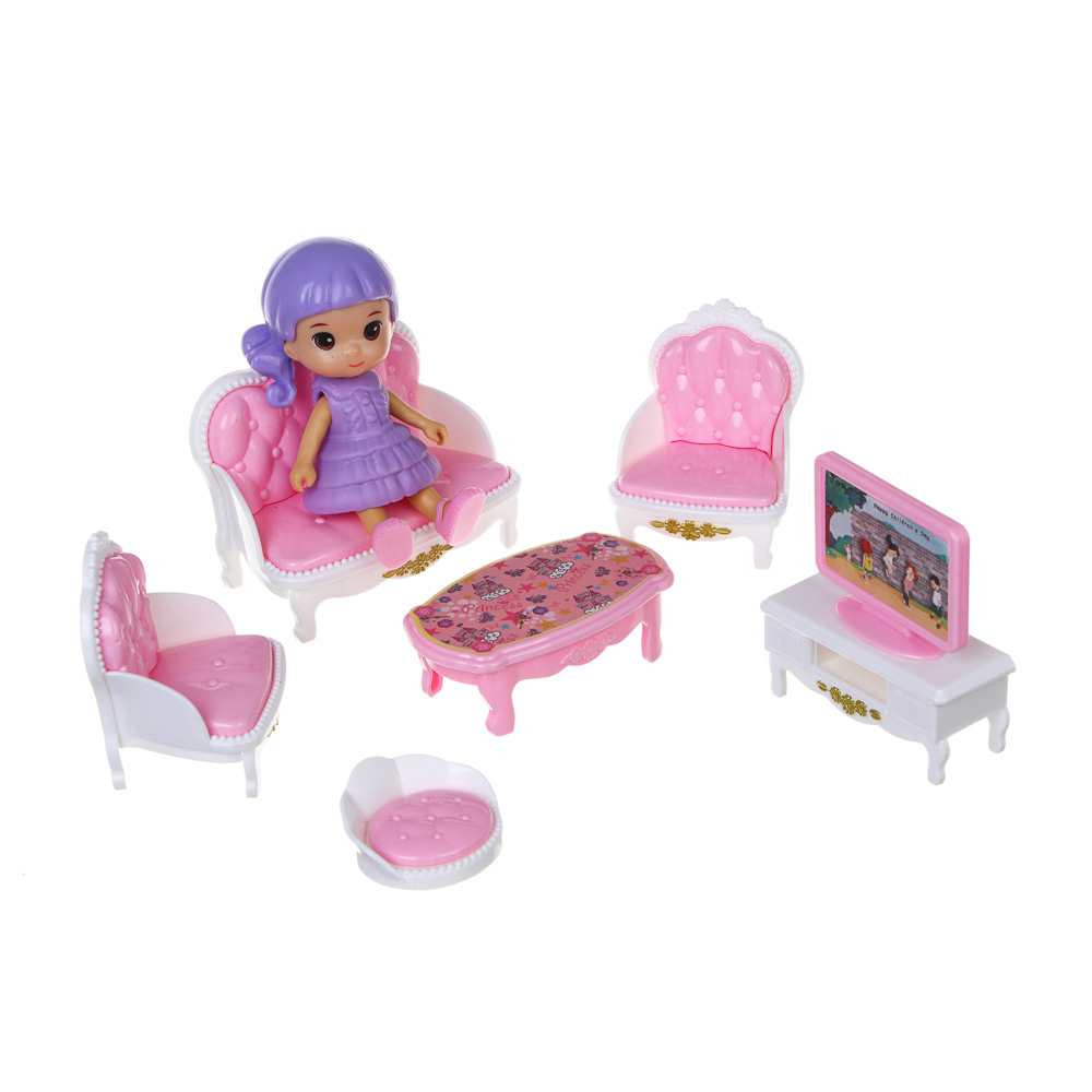 ИГРОЛЕНД Игровой набор мебели для кукол, с домом на колесах, ABS, PP, 49,3х16,5х24,8 см, арт.№ 278-135