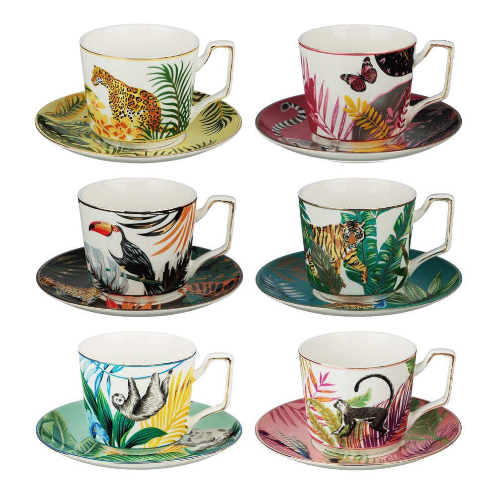 MILLIMI Тропики Набор чайный 12 пр., 260мл, 15см, костяной фарфор, арт.№ 802-141