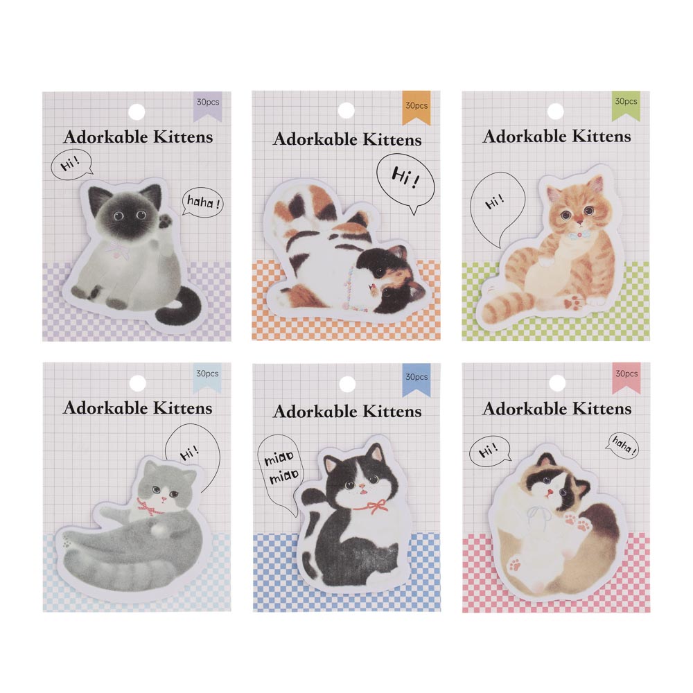 Блок с клеевым краем фигурный "Котики", 30л, бумага, уп. 10,5х14см, 6 дизайнов, арт.№ 557-133