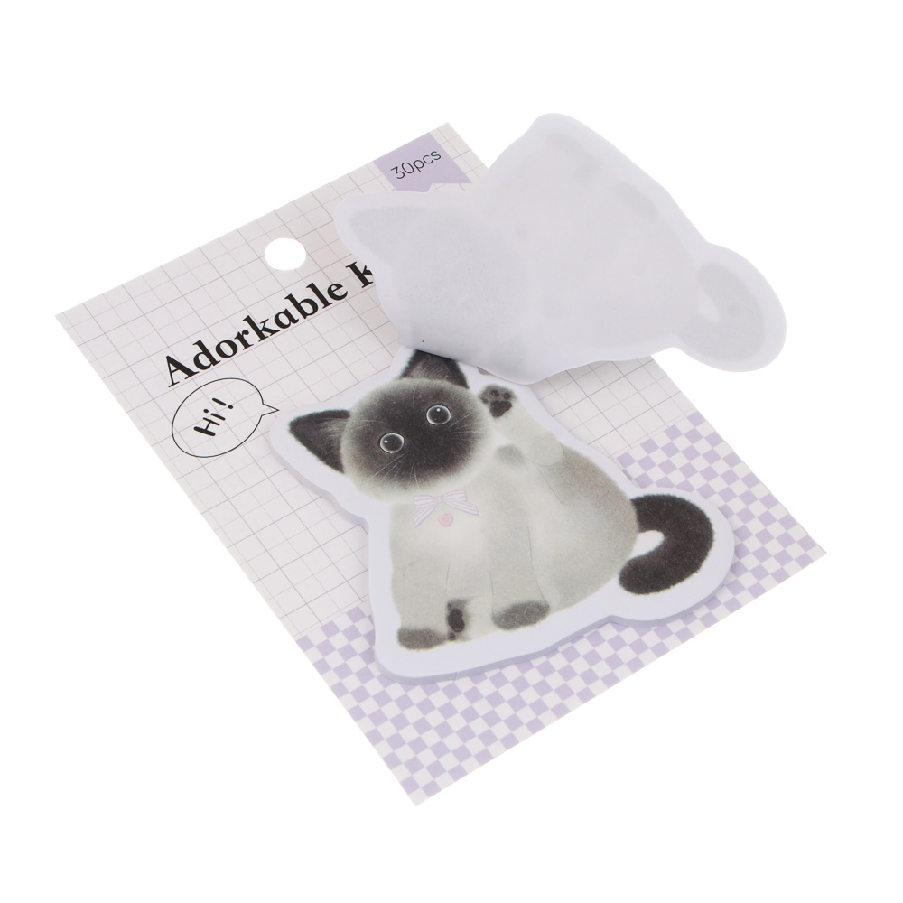 Блок с клеевым краем фигурный "Котики", 30л, бумага, уп. 10,5х14см, 6 дизайнов, арт.№ 557-133