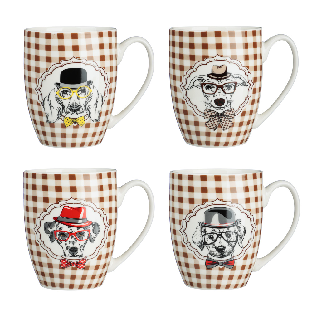 MILLIMI Кружка Собачки, 350мл, фарфор, 4 дизайна, арт.№ 806-349