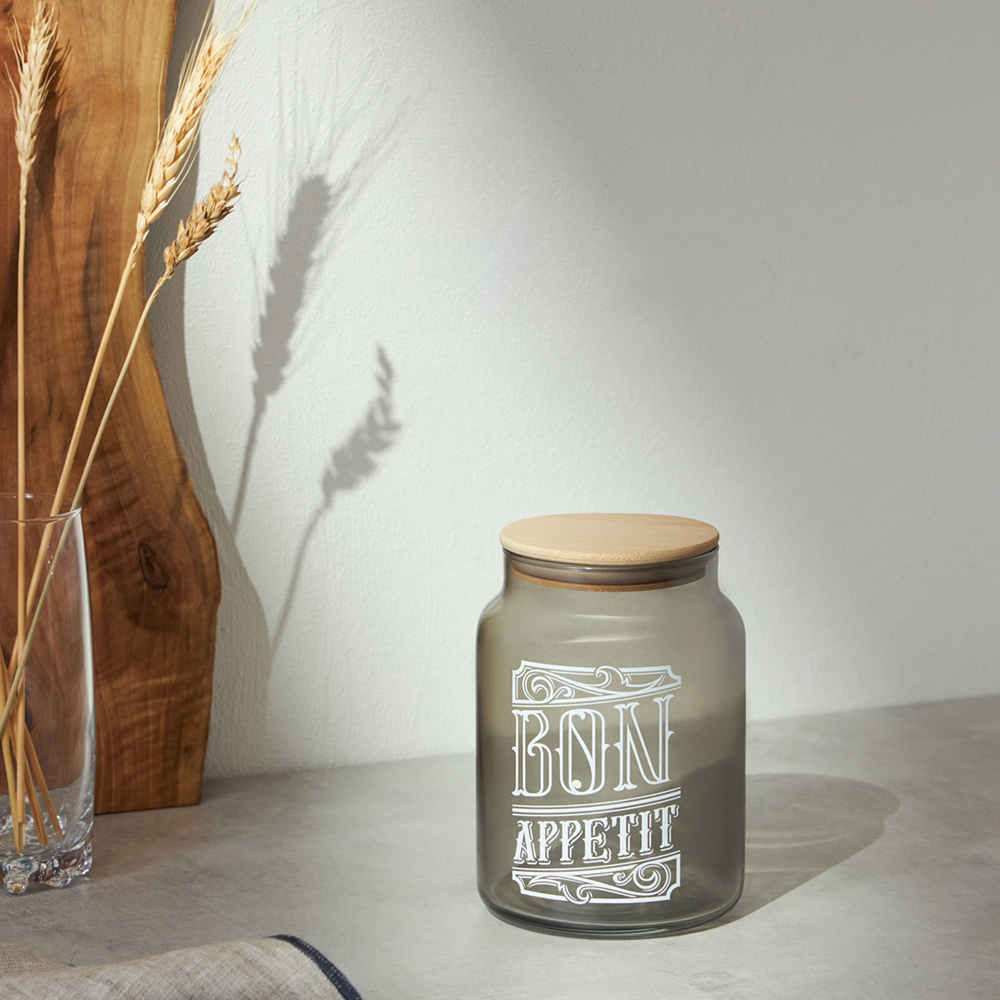 HEREVIN Бон Аппетит Банка для сыпучих продуктов с деревянной крышкой, стекло, 890мл, 232001-266, арт.№ 828-012