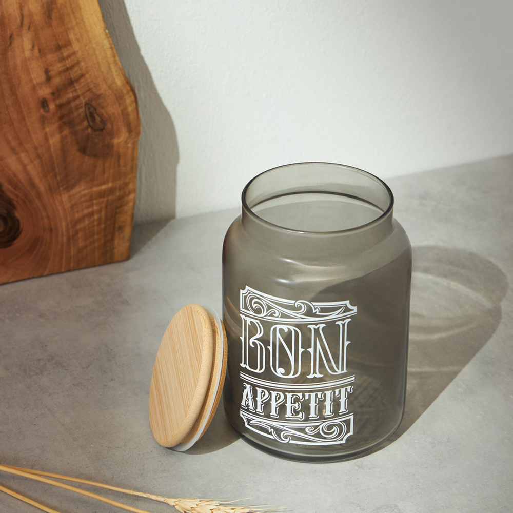 HEREVIN Бон Аппетит Банка для сыпучих продуктов с деревянной крышкой, стекло, 890мл, 232001-266, арт.№ 828-012