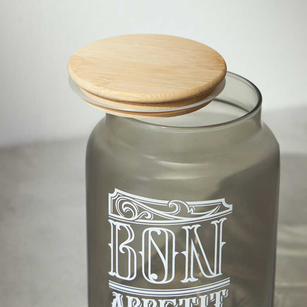 HEREVIN Бон Аппетит Банка для сыпучих продуктов с деревянной крышкой, стекло, 890мл, 232001-266, арт.№ 828-012