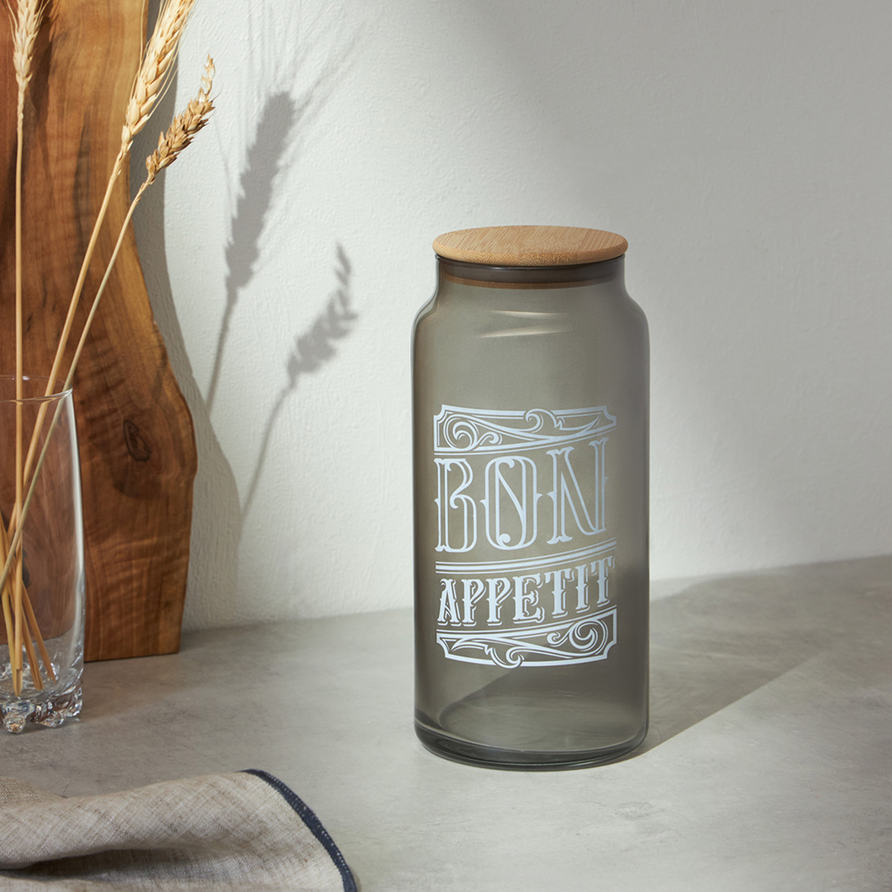 HEREVIN Бон Аппетит Банка для сыпучих продуктов с деревянной крышкой, стекло, 1400мл, 232002-266, арт.№ 828-013