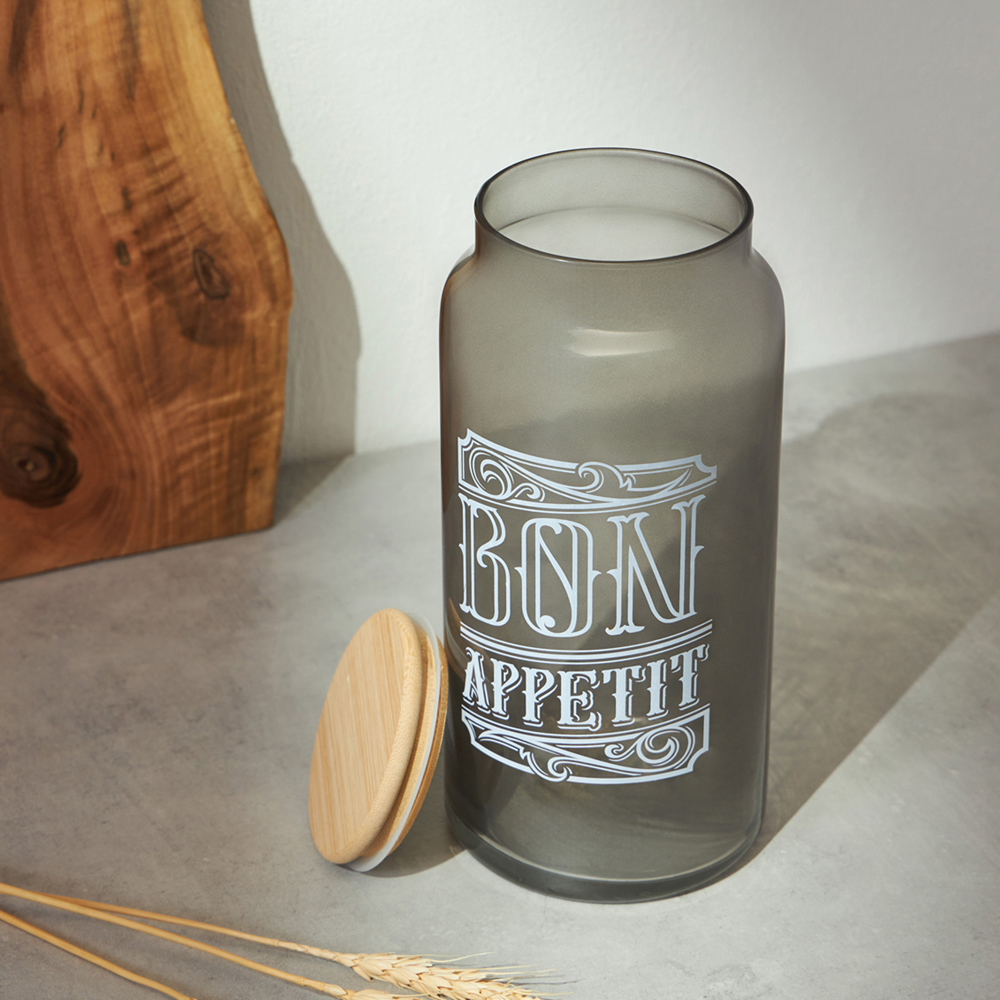 HEREVIN Бон Аппетит Банка для сыпучих продуктов с деревянной крышкой, стекло, 1400мл, 232002-266, арт.№ 828-013