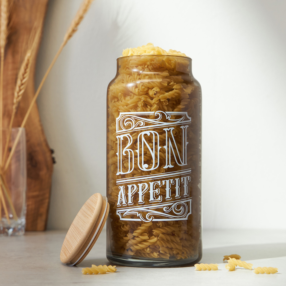 HEREVIN Бон Аппетит Банка для сыпучих продуктов с деревянной крышкой, стекло, 1400мл, 232002-266, арт.№ 828-013