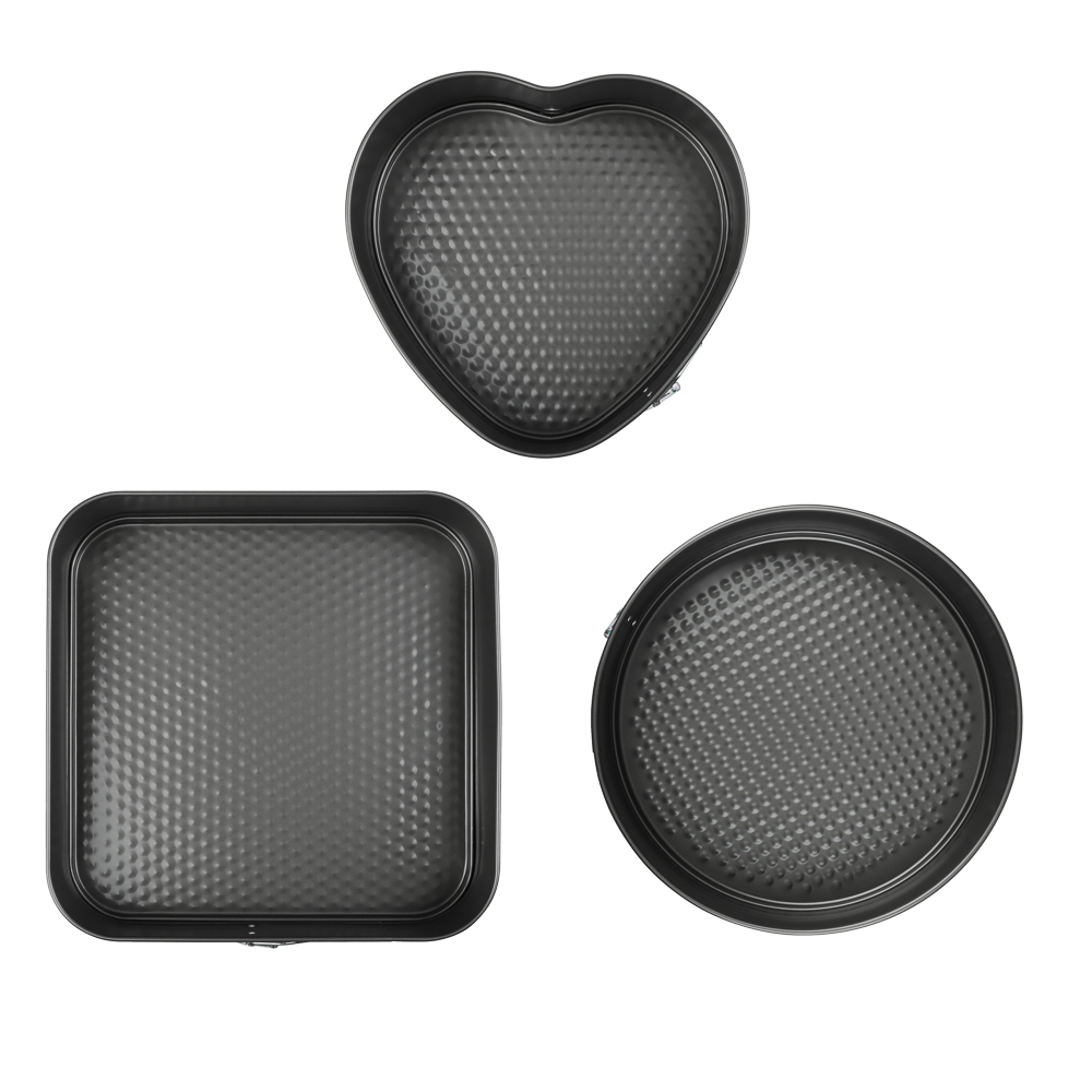 VETTA Набор форм разъемных для выпечки 3шт, с а/п покрытием, угл.сталь (квадратная, круглая, сердце), арт.№ 846-204