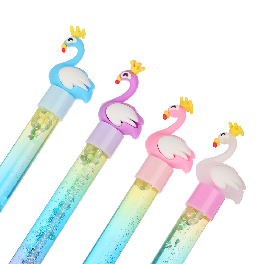 ClipStudio Ручка шарик. синяя,с фигуркой в форме фламинго и плавающими блестками,19см,пласт.,4 диз., арт.№ 591-181