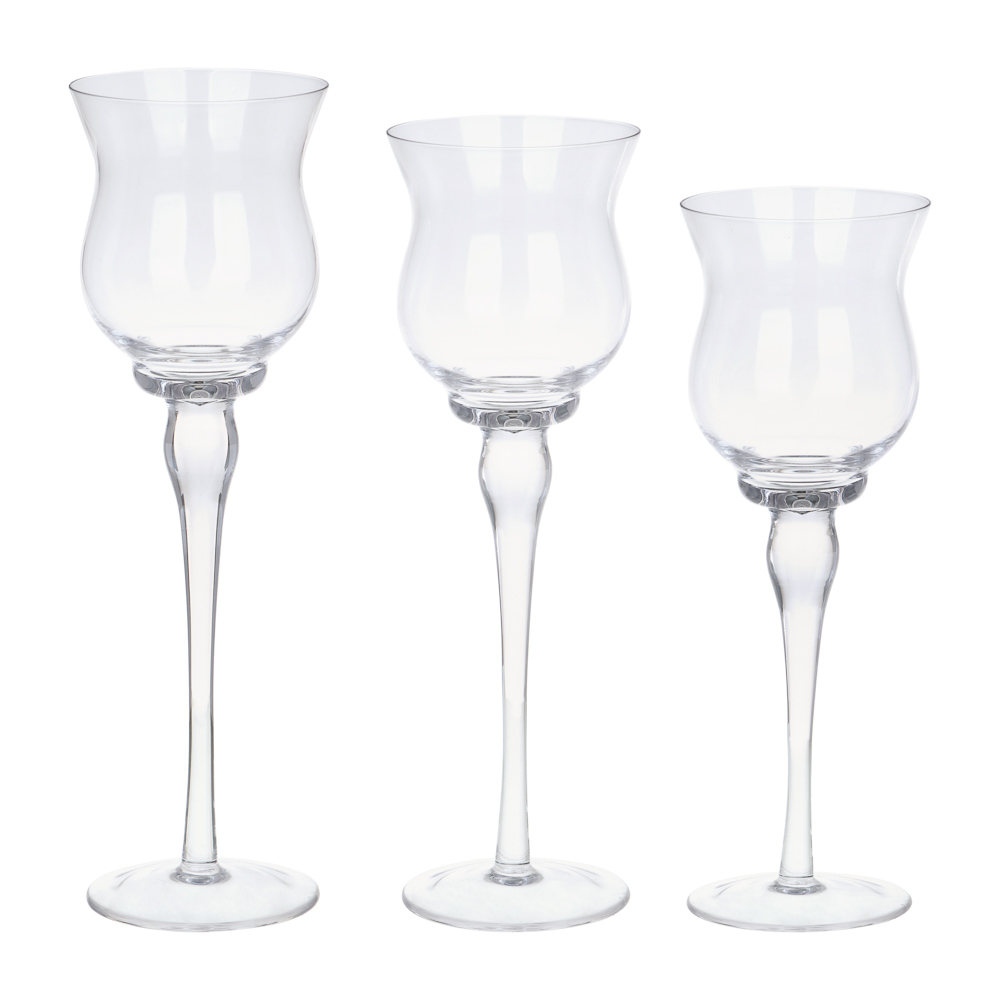 Набор из 3-х подсвечников, 20см, 23см, 26см, стекло, арт.73, арт.№ 477-218