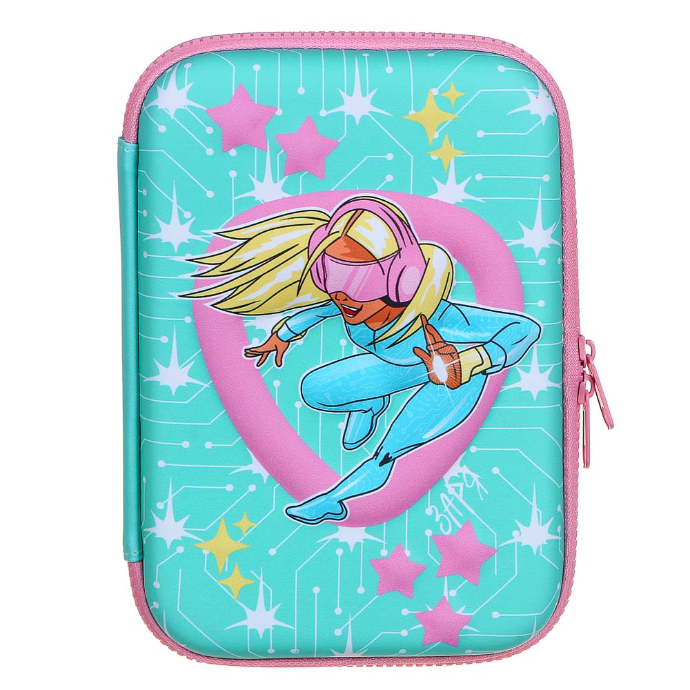 BY ЗАРЯ Пенал жесткий, 22х15х4,5см, 1 отд., откид.планка, крышка из ЭВА, объемные элементы, арт.№ 238-298