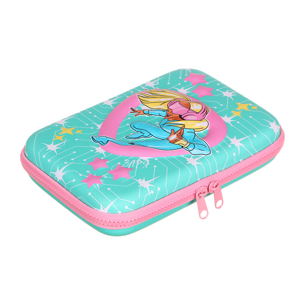 BY ЗАРЯ Пенал жесткий, 22х15х4,5см, 1 отд., откид.планка, крышка из ЭВА, объемные элементы, арт.№ 238-298