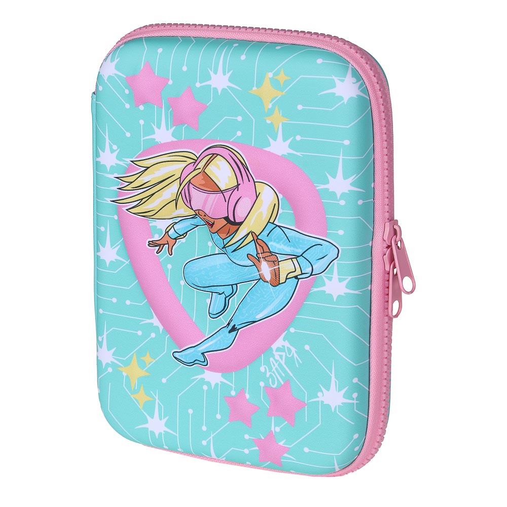 BY ЗАРЯ Пенал жесткий, 22х15х4,5см, 1 отд., откид.планка, крышка из ЭВА, объемные элементы, арт.№ 238-298