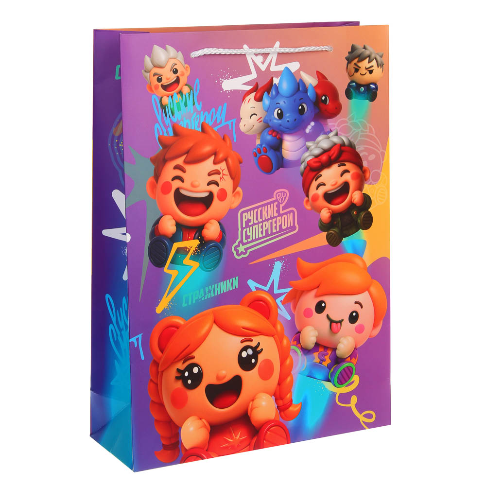 Пакет подарочный бумажный тм BY Русские Супергерои Стражники, 25x35x9 см, 0 +, арт.№ 507-520
