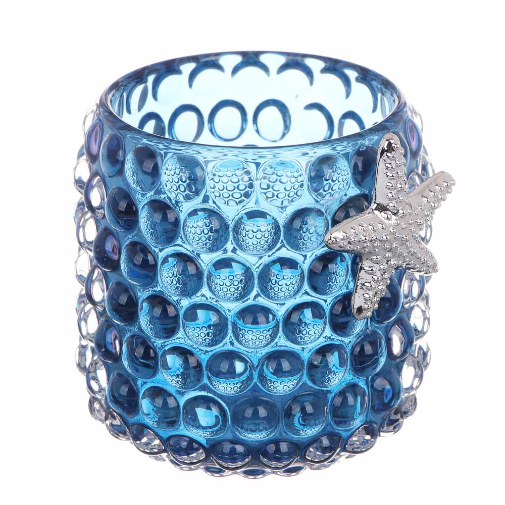 Подставка для мелочей, 8x8,5 см, стекло, цвет синий, арт.№ 359-918