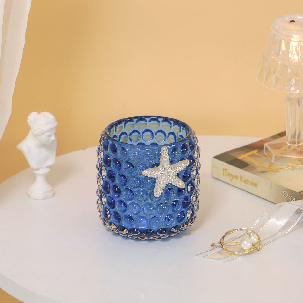 Подставка для мелочей, 8x8,5 см, стекло, цвет синий, арт.№ 359-918