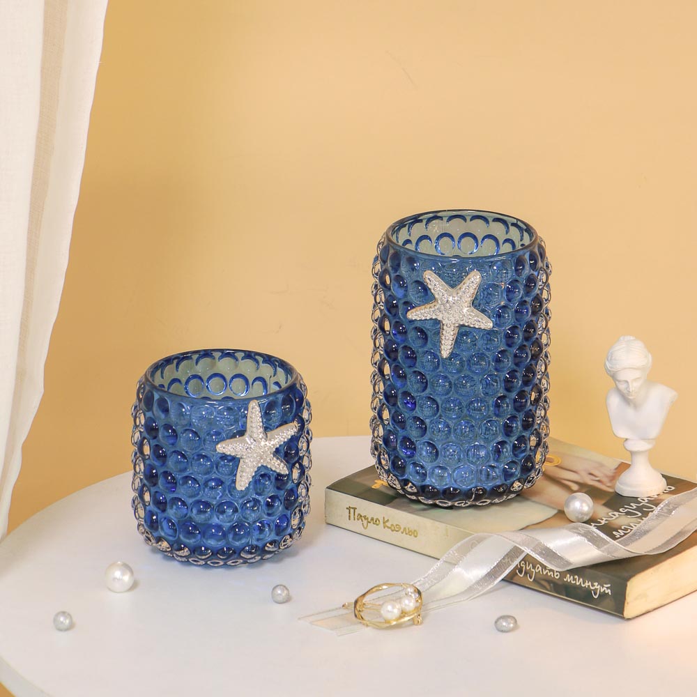 Подставка для мелочей, 8x8,5 см, стекло, цвет синий, арт.№ 359-918