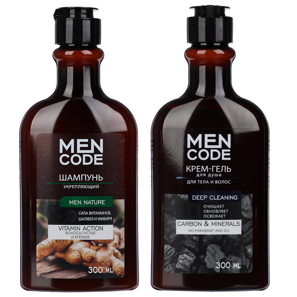 Подарочный набор мужской MEN CODE Открой свою силу: Крем-гель д/душа,300мл+Шампунь д/волос, 300мл, арт.№ 954-045