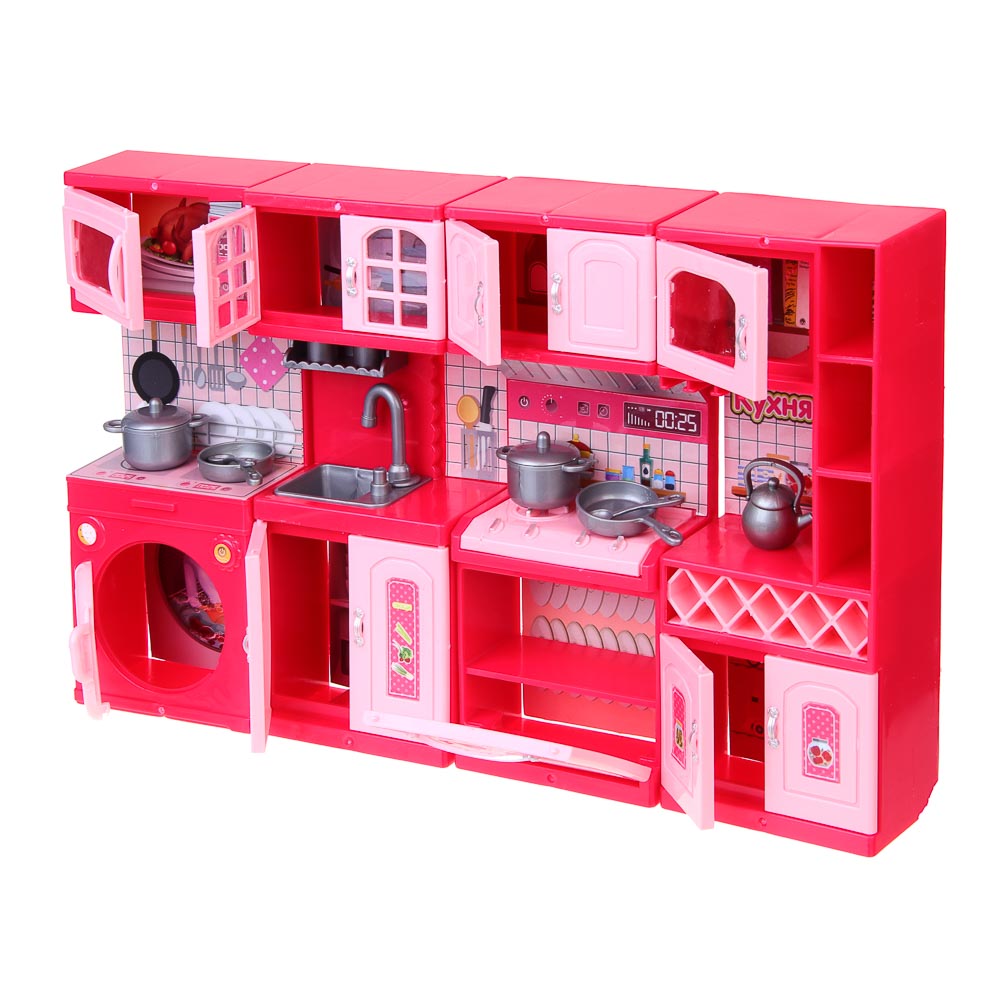 ИГРОЛЕНД Мебель для кукол, кухня с акс., ABS, PP, 11,1х5,3х23,6 см, 4 вида, арт.№ 278-118