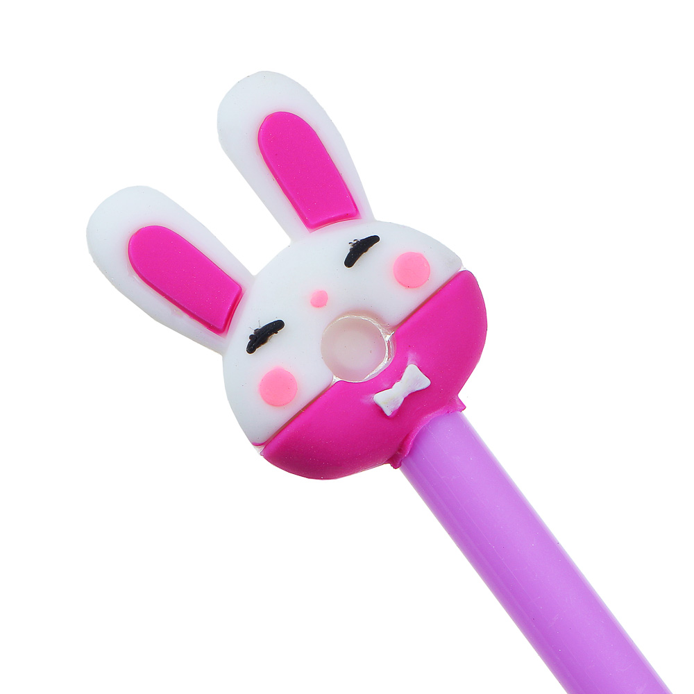 Ручка гелевая, наконечник в форме зайки-пончика, 3 цвета корпуса, 19,5см, силикон, пластик, арт.№ 591-088