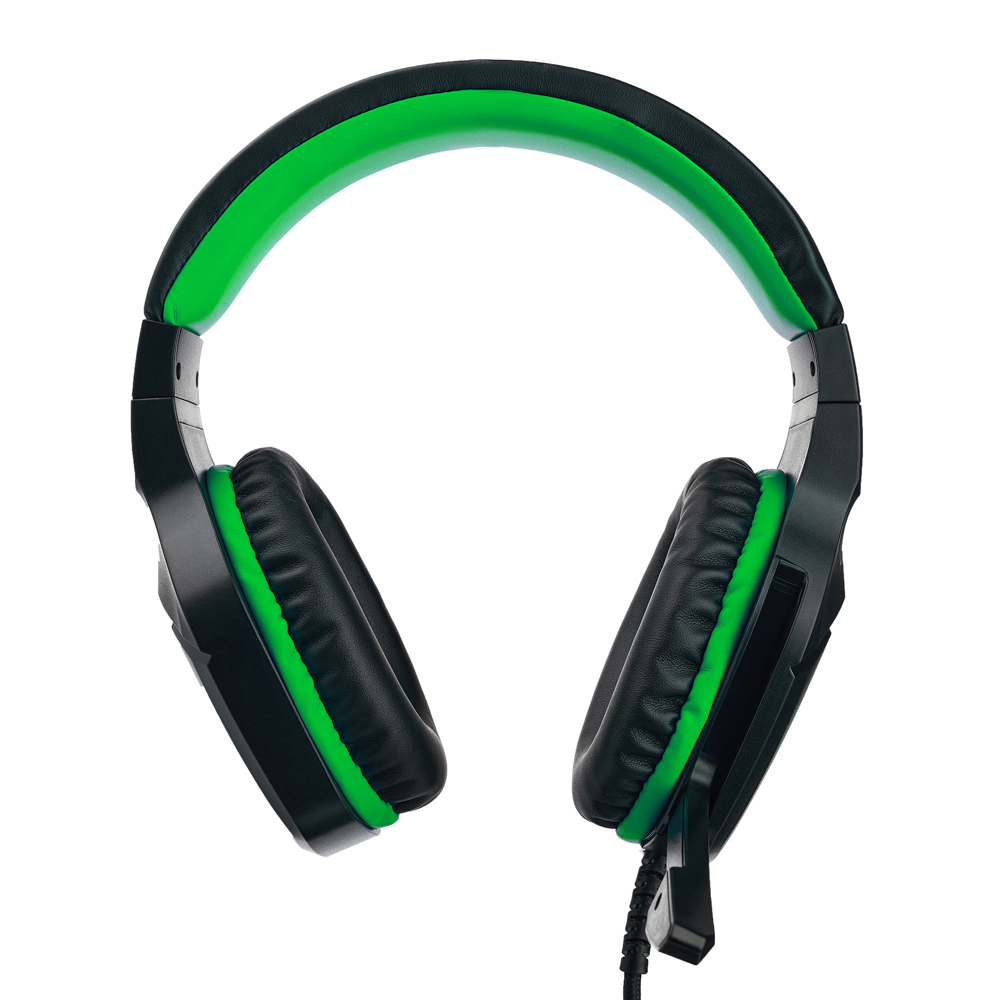 Наушники проводные с микрофоном игровые BY Bascinet USB 3,2 м, зелёная подсветка, арт.№ 410-087