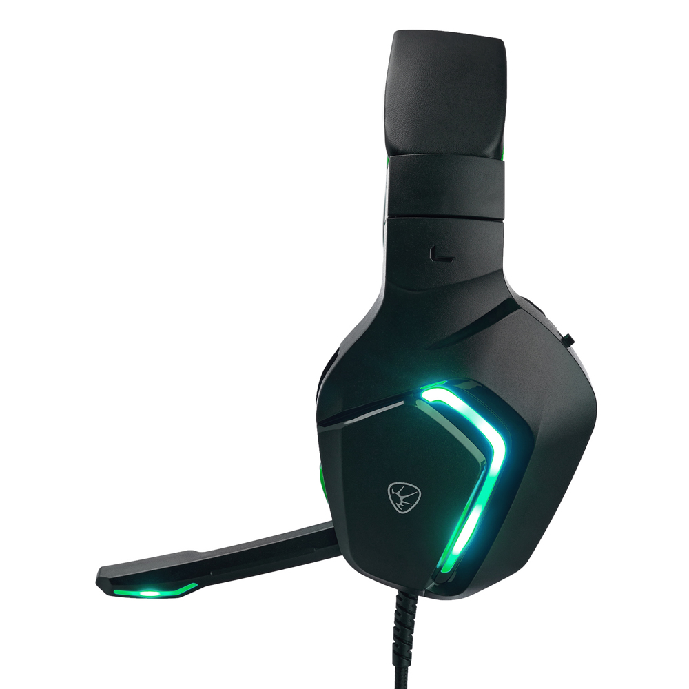 Наушники проводные с микрофоном игровые BY Bascinet USB 3,2 м, зелёная подсветка, арт.№ 410-087