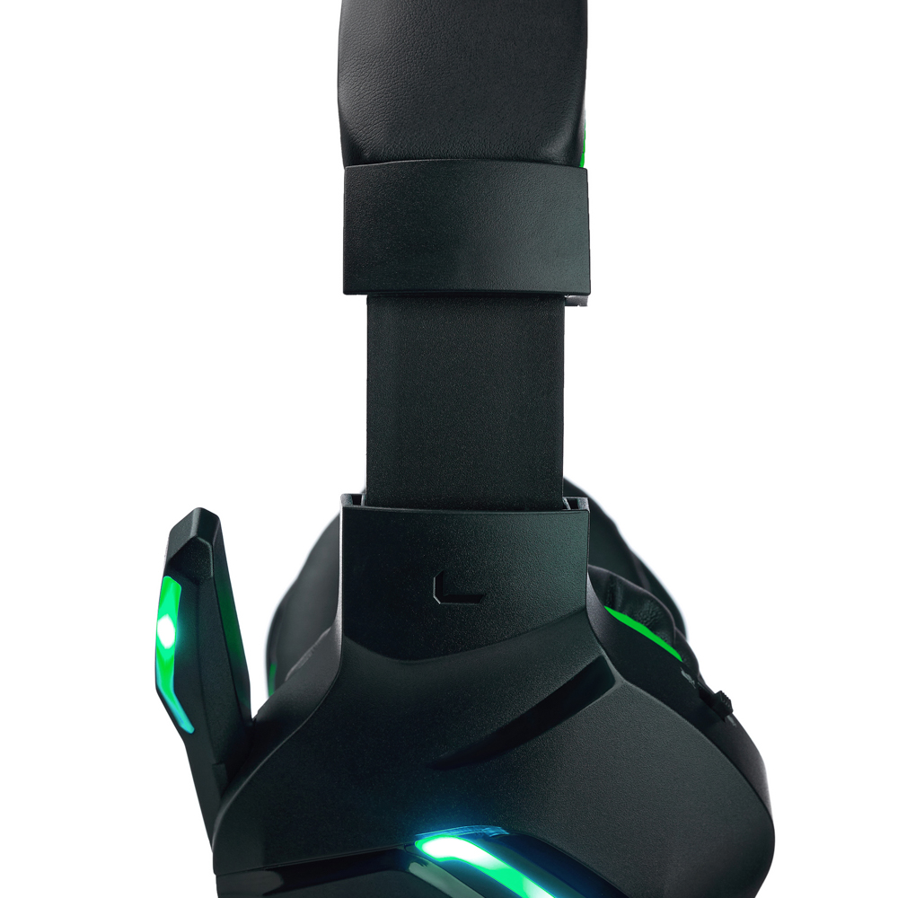 Наушники проводные с микрофоном игровые BY Bascinet USB 3,2 м, зелёная подсветка, арт.№ 410-087