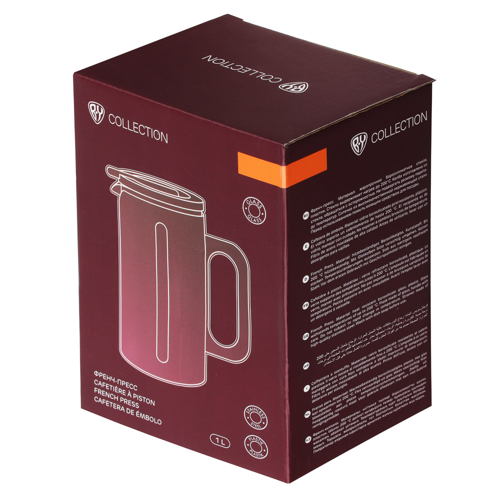 BY COLLECTION Френч-пресс 1000мл, жаропрочное стекло, арт.№ 850-214