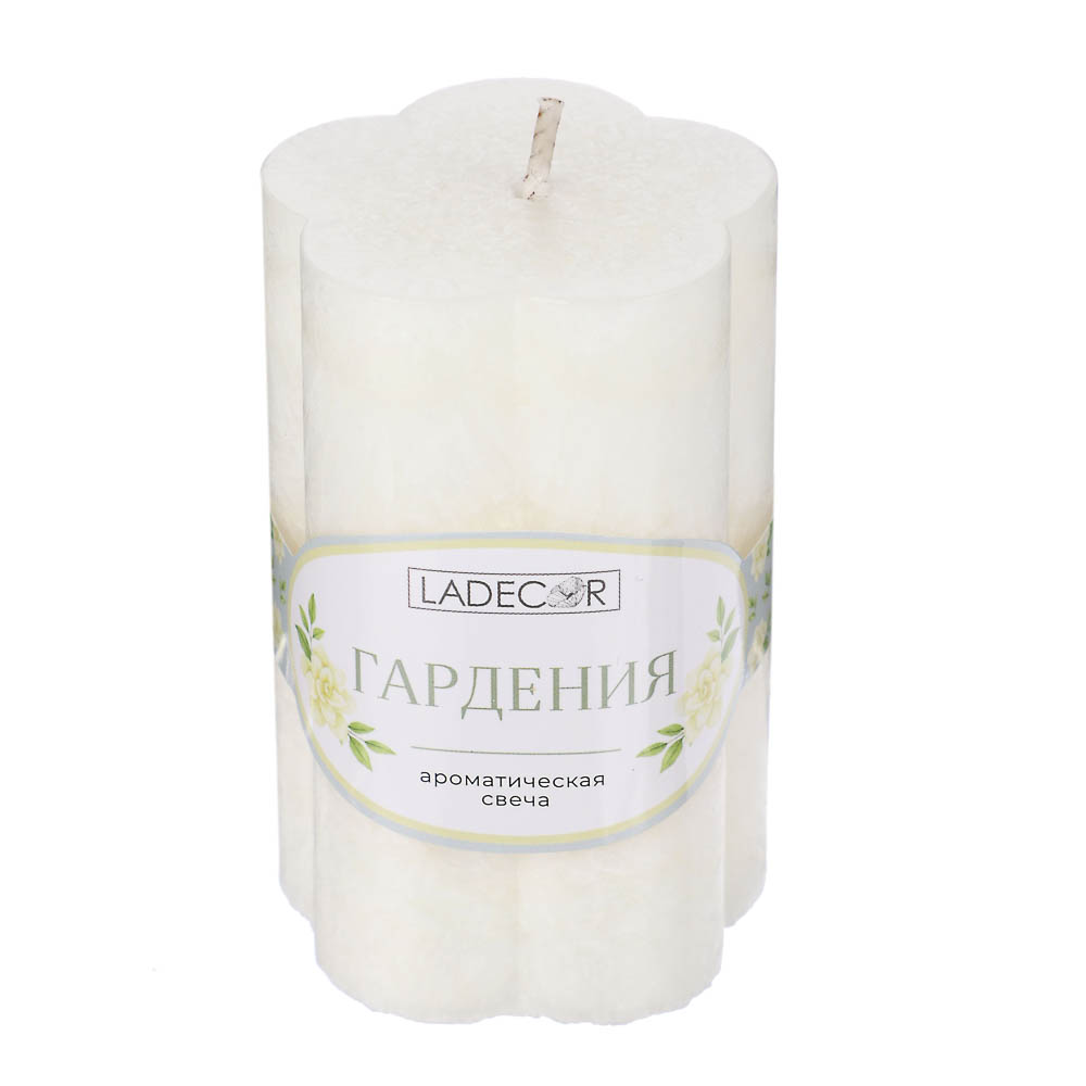 LADECOR Свеча столбик в форме цветка, парафин, 5x7,5 см, 6 цветов, арт.№ 508-833