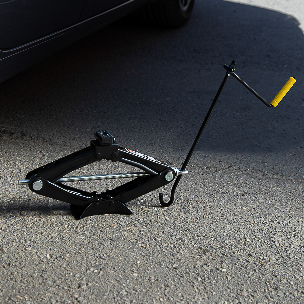 ЕРМАК Домкрат механический ромбический 1,0т, высота подъема 100-350мм, резиновая площадка, арт.№ 770-057