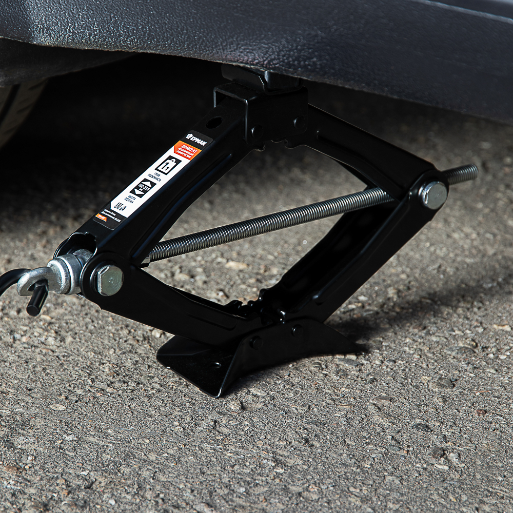 ЕРМАК Домкрат механический ромбический 1,0т, высота подъема 100-350мм, резиновая площадка, арт.№ 770-057