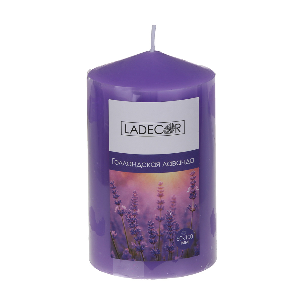 Свеча столбик ароматическая тм LADECOR 6x10 см, парафин, 4 цвета, арт.№ 508-909