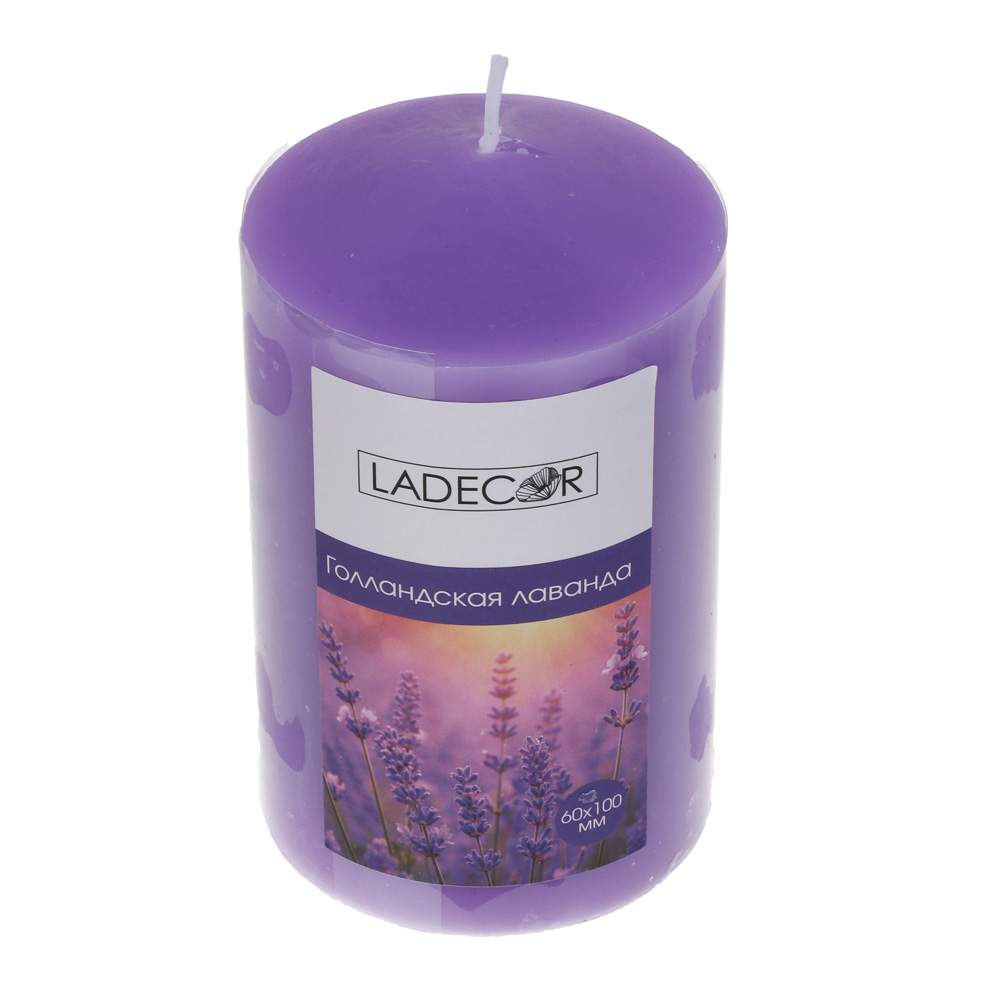Свеча столбик ароматическая тм LADECOR 6x10 см, парафин, 4 цвета, арт.№ 508-909