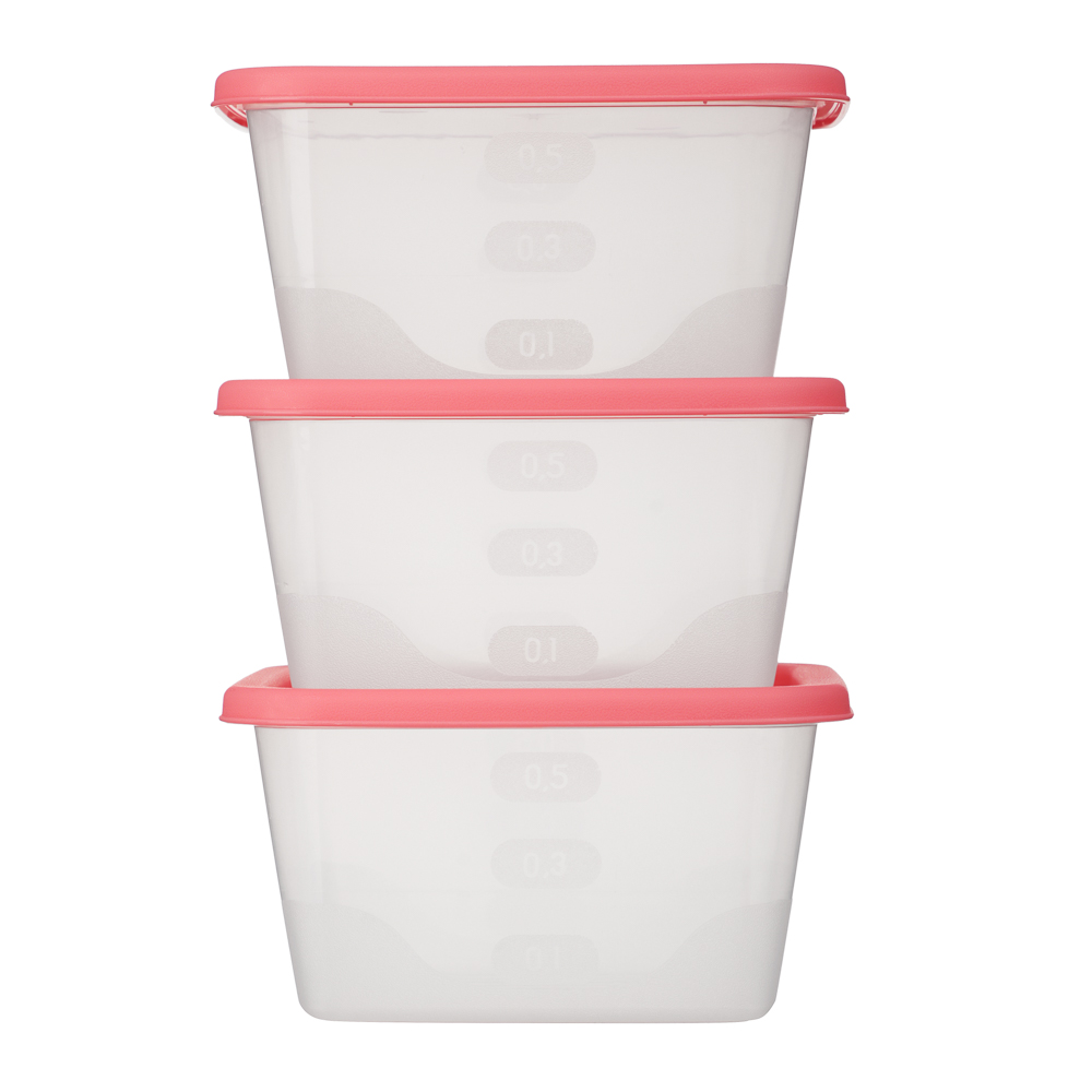 Набор контейнеров пищевых квадратных, 3шт, 0,63л, пластик, 3 цвета, арт.№ 861-547