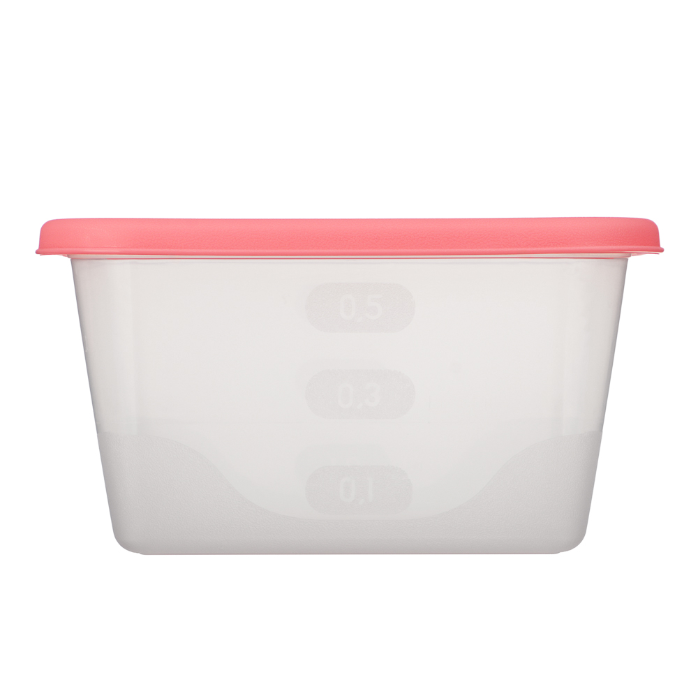 Набор контейнеров пищевых квадратных, 3шт, 0,63л, пластик, 3 цвета, арт.№ 861-547