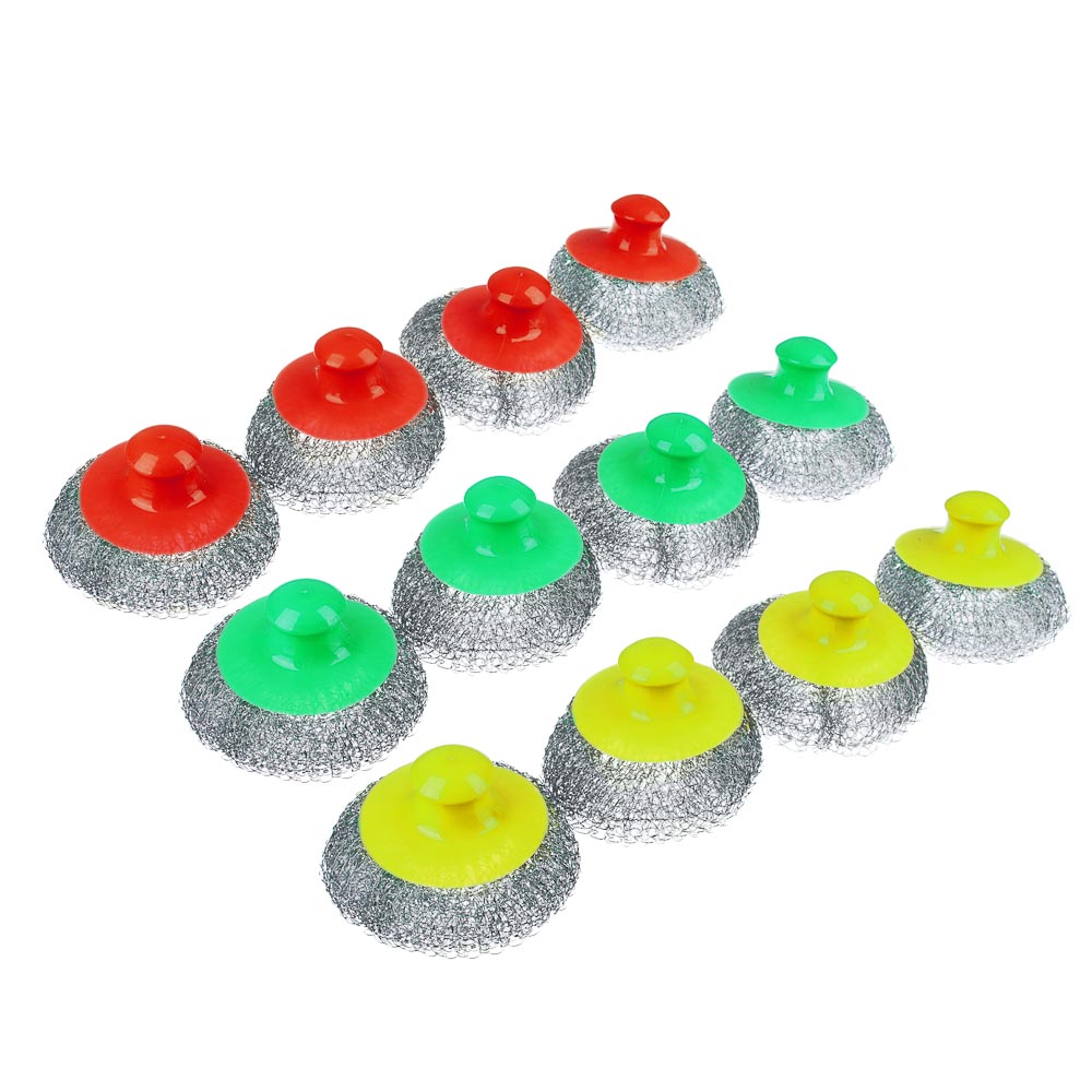 VETTA Набор губок 4шт кухонных, металл, пластик, 70гр, 3 цвета, арт.№ 441-006