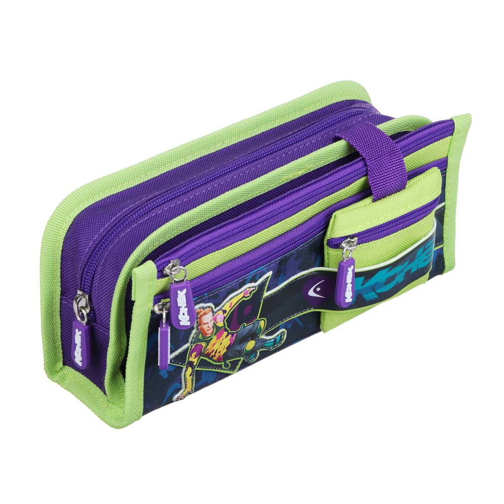 Пенал школьный прямоугольный 21,5х10х5 см, 1 отд., 2 карм., кошелек, откидная планка, "Конек" BY Русские Супергерои, арт.№ 583-008