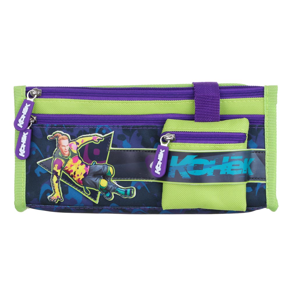 Пенал школьный прямоугольный 21,5х10х5 см, 1 отд., 2 карм., кошелек, откидная планка, "Конек" BY Русские Супергерои, арт.№ 583-008